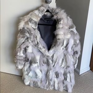 Adrienne Landau Rabbit & Fox Fur Coat